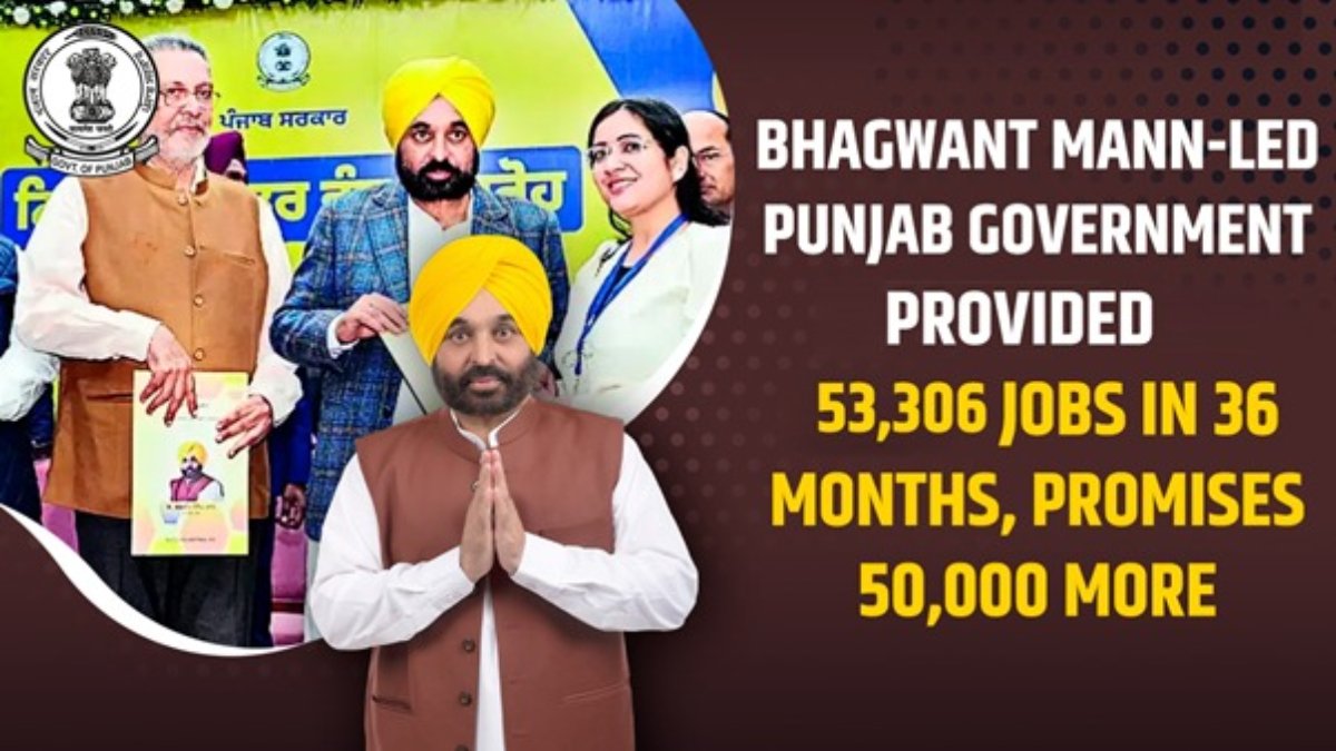 ਭਗਵੰਤ ਮਾਨ ਦੀ ਅਗਵਾਈ ਵਾਲੀ ਪੰਜਾਬ ਸਰਕਾਰ ਨੇ 36,306 ਨੌਕਰੀਆਂ 36 ਮਹੀਨਿਆਂ ਵਿੱਚ ਦਿੱਤੀਆਂ ਸਨ, ਜਿਨ੍ਹਾਂ ਨੇ 50,000 ਹੋਰ ਵਾਅਦਾ ਕੀਤਾ ਸੀ