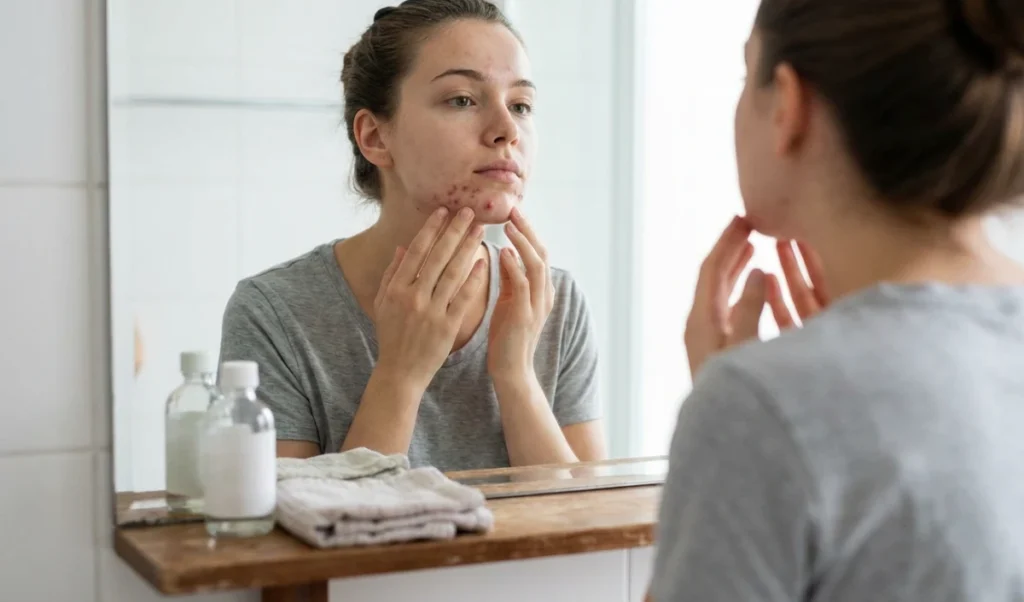 ਮਾਹਵਾਰੀ ਦੇ ਦੌਰਾਨ ਮੁਹਾਸੇ ਕਿਉਂ ਵਧਦੇ ਹਨ? ਜਾਣੋ ਹਾਰਮੋਨਲ ਬਦਲਾਅ ਅਤੇ ਚਮੜੀ ਦੀਆਂ ਸਮੱਸਿਆਵਾਂ ਵਿਚਕਾਰ ਪੂਰਾ ਸਬੰਧ।