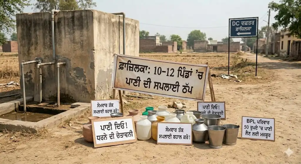 ਫ਼ਾਜ਼ਿਲਕਾ: 10-12 ਪਿੰਡਾਂ ‘ਚ ਪਾਣੀ ਦੀ ਸਪਲਾਈ ਠੱਪ, ਧਰਨੇ ਦੀ ਚਿਤਾਵਨੀ