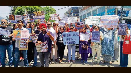 ਲੁਧਿਆਣਾ: ਆਵਾਰਾ ਖਾਣ ਬਾਰੇ ਟਿੱਪਣੀ ਨੂੰ ਲੈ ਕੇ ਵਿਧਾਇਕ ਦੀ ਰਿਹਾਇਸ਼ ਦੇ ਬਾਹਰ ਪ੍ਰਦਰਸ਼ਨ